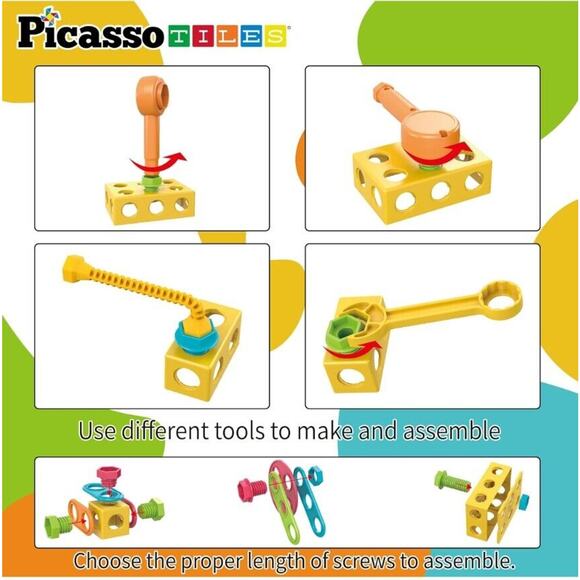 Picasso Tiles 115 Piece Building Blocks Set Kids STEM Toy Construction NEW - Picture 4 of 7